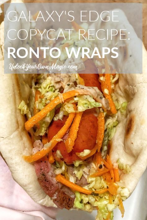 Disney Parks Star Wars: Galaxy's Edge Ronto Wrap Recipe from Ronto Roasters. Mandalorian Food Recipes, Star Wars Themed Food Dinner, Galaxys Edge Recipes, Star Wars Meal Ideas, Epcot Copycat Recipes, Star Wars Meals, Star Wars Recipes Dinner, Disney Parks Recipes, Star Wars Dinner Food