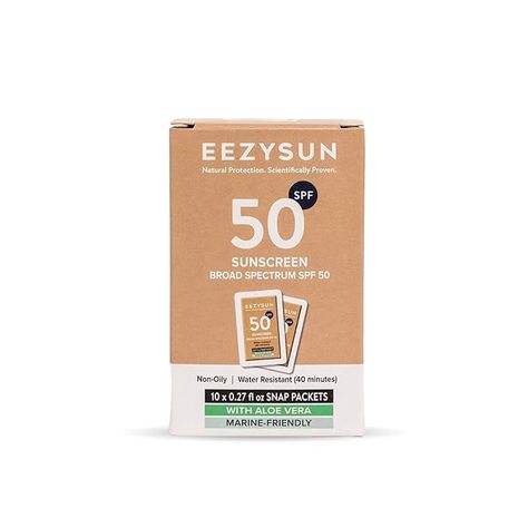 Amazon.com: EEZYSUN Sunscreen SPF 50 - Travel Size Sunscreen Snap Packets - Mineral Sunscreen for Face & Body - Contains Aloe Vera, Sweat/Water Resistant, Cruelty-Free, Marine-Friendly, Reef Safe Sunscreen : Beauty & Personal Care Mineral Sunscreen For Face, Reef Safe Sunscreen, Travel Size Sunscreen, Sunscreen For Face, Tanning Sunscreen, Safe Sunscreen, Waterproof Sunscreen, Body Sunscreen, Sunscreen Spf 50