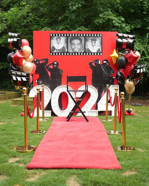 Lights Camera Auction Theme, Light Camera Action Theme Party, Hollywood Event Theme, Lights Camera Action Theme Party, Farewell Decoration Ideas College, Lights Camera Action Theme, Farewell Decoration, Red Carpet Graduation, Light Camera Action