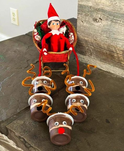 Elf On The Shelf Sleigh, Mischievous Elf On The Shelf, Making Pancakes, Elf Cookies, Awesome Elf On The Shelf Ideas, Elf Fun, Kids Laughing, Elf On The Shelf Ideas, Sleigh Ride