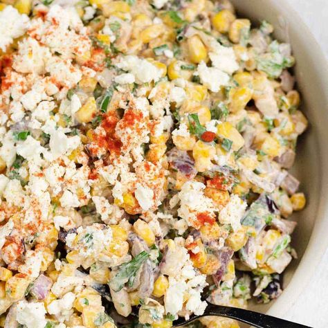 Elote Corn Salad, Corn Salad Mexican, Creamy Mexican Street Corn, Sloppy Joe Seasoning, Elote Salad, Salad Mexican, Corn Elote, Elote Corn, Street Corn Salad