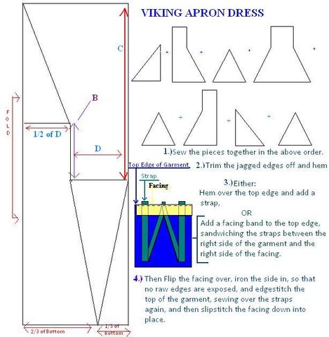 Society for Creative Anachronism; SCA; Costuming; Viking; Apron Dress; Handsewing; Embroidery Viking Apron Dress Pattern Free, Medieval Costume Diy, Apron Dress Pattern, Society For Creative Anachronism, Viking Apron, Viking Apron Dress, Medieval Dress Pattern, Norse Clothing, Viking Pattern