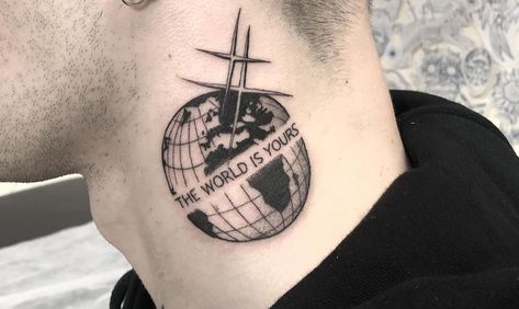 Sister Tattoos For Brother, The World Is Yours Tattoo Men, The World Is Your Tattoo, The World Is Yours Tattoo Forearm, World Tattoo Men, World In Your Hands Tattoo, Weight Of The World Tattoo, The World Is Yours Tattoo Design, The World Is Mine Tattoo