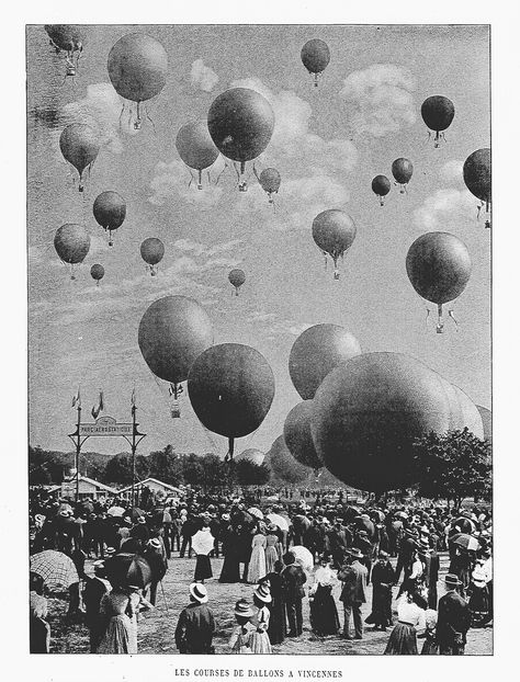 Hot-air Balloon Race at the Olympic Games in Paris, 1900 Balloon Race, Paris 1900, Racing Art, Old Paris, Expo 2015, Paris Photo, Vintage Paris, Foto Vintage, World's Fair