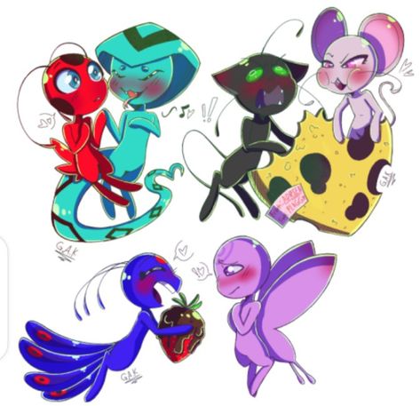 Tikki🐞,Sass🐍, Plagg🐱,Mullo🐀, Duusu🦚,Nooroo🦋 Tikki And Plagg Fanart, Tikki X Plagg, Plagg X Tikki, Miraculous Kwami, Tikki Miraculous, Mlb Fanart, Tikki And Plagg, Tikki Y Plagg, Ladybug Funny