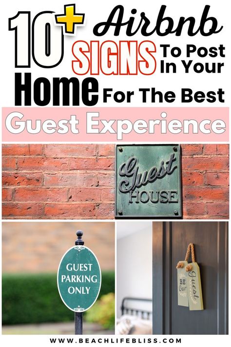 As an Airbnb host, it is important to post signs in your home for your guests. This will help them feel more comfortable and navigate around your space like it was their own. Learn more. #airbnb #business #tips Airbnb Checklist, Beachy Quotes, Airbnb Signs, Airbnb Business, Recycling Information, Airbnb Design, Guest Signing, Airbnb Host, Air B And B