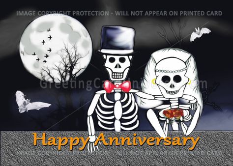 Happy 20th Halloween Wedding Anniversary Michael & Andrea Neurerburg! Please Click on Card and then Click inside to read the message Halloween Wedding Anniversary, Skeleton Bride And Groom, Happy Skeleton, Halloween Anniversary, Skeleton Bride, Anniversary Quotes Funny, Happy 20th Anniversary, Groom Card, Happy Anniversary Wishes