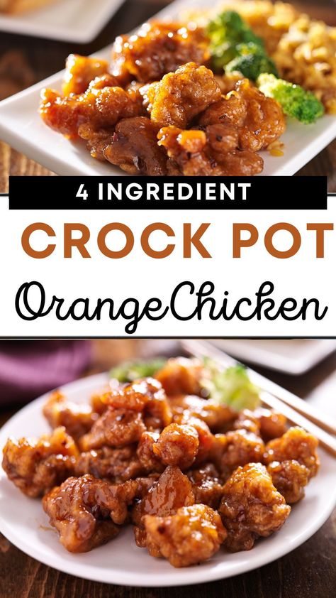 Cooking doesn't get easier than this! Try our 4-ingredient crockpot orange chicken for a quick and healthy meal. 🍊🍗 Orange Chicken Recipe Easy, Crockpot Orange Chicken Recipe, Orange Chicken Marinade, Crockpot Orange Chicken, Chicken Recipe Easy, Easy Orange Chicken, Orange Chicken Crock Pot, Chicken Breast Crockpot Recipes, Crockpot Chicken Breast