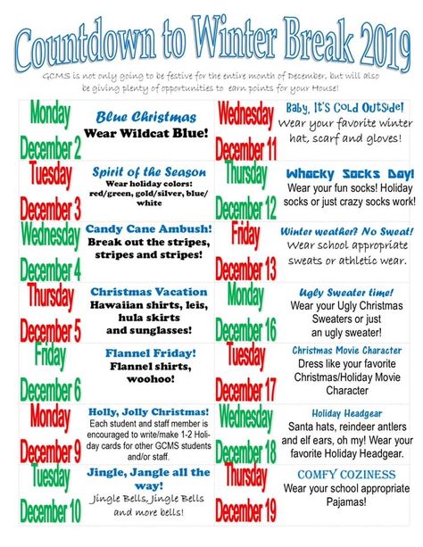 Spirit Days For Work, Christmas Morale Boosters For Teachers, Holiday Staff Morale Booster, 12 Days Before Winter Break For Teachers, Holiday Spirit Week, Kids School Organization, Teacher Morale, Morale Boosters, Staff Morale