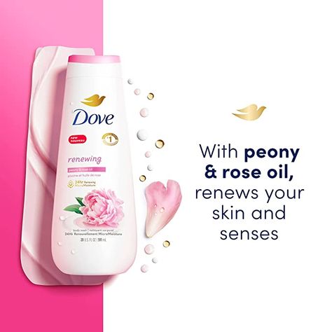 Dove Body Wash Renewing Peony and Rose Oil 4 Count for Renewed, Healthy-Looking Skin Gentle Skin Cleanser with 24hr Renewing MicroMoisture 20 oz Dove Body Wash, Foaming Hand Wash, Skin Lightening Cream, Gentle Skin Cleanser, Oil Body Wash, Skin Cleanser, Peony Rose, Oil Cleanser, Rose Oil