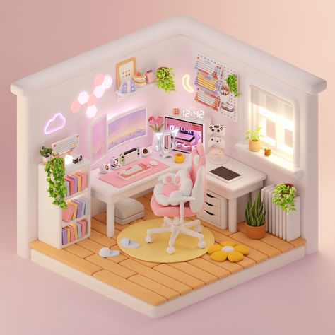 Cozy isometric rooms by @artbytran_ — see more 3D art by Tran > Diy Eid Gifts, Cozy Rooms, 3d Isometric, Sims 4 House Design, Isometric Art, Isometric Design, Sims House Design, Isometric Illustration, Tiny Spaces