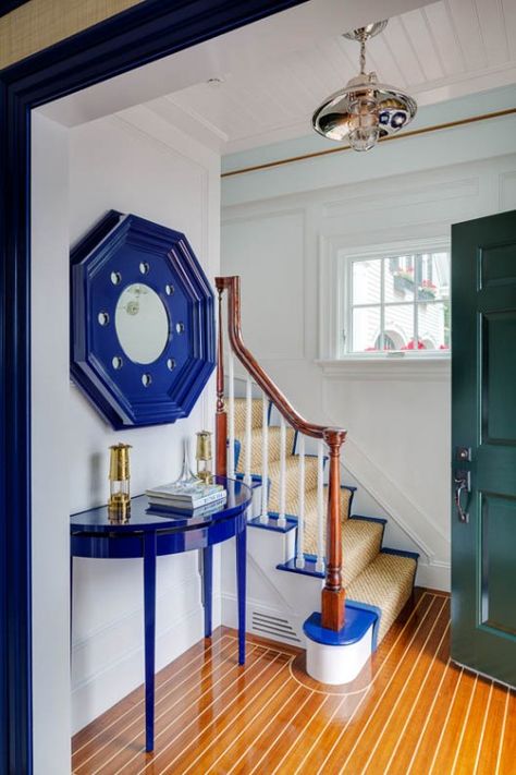 Cottage Street | Patrick Ahearn Architect, oomph Mirror and Demilune Brick Sidewalk, Patrick Ahearn Architect, Patrick Ahearn, Green Shutters, Wood Roof, Nautical Home, Coastal Cottage, Painted Floors, Beach Cottages