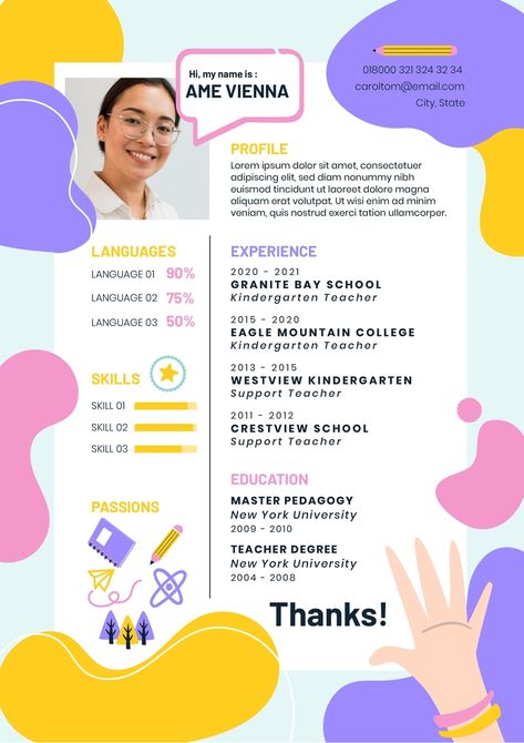 Abstract Child-like Education Resume English Teacher Cv, Cv Picture, Unique Resume Design, Teacher Cv, Medical Resume, Unique Resume, Education Resume, Business Resume, Resume Template Examples