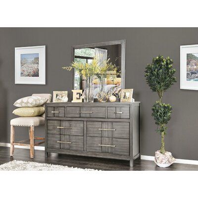 Chest Decor, Mirror Living Room, Contemporary Dresser, Style Dresser, Grey Dresser, Dresser And Mirror, Solid Wood Dresser, 7 Drawer Dresser, Wood Dresser