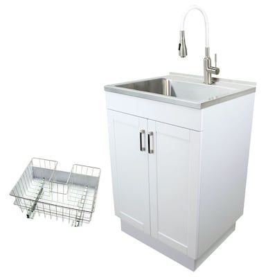 Garage Sink, Utility Sinks, Laundry Cabinet, White Faucet, Cleaning Faucets, Utility Cabinets, Laundry Cabinets, Basin White, White Laundry