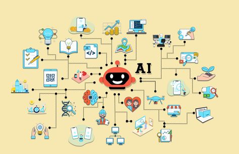 artificial intelligence, illustration, ai Artifical Intelligence Drawings, Artificial Intelligent Poster, Artificial Intelligent Art, Artificial Intelegent Illustration, Homemade Posters, Computer Lab Decor, Lab Decor, Office Mural, Technology Theme