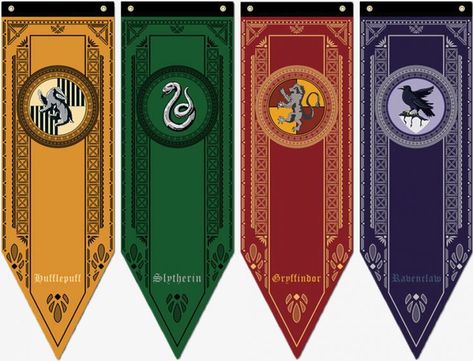 Harry Potter House Banners, Harry Potter Banner, Paper Trail Design, Hogwarts Gryffindor, Harry Potter Logo, Harry Potter Christmas Tree, Slytherin Ravenclaw, Ravenclaw Hufflepuff, Potter House