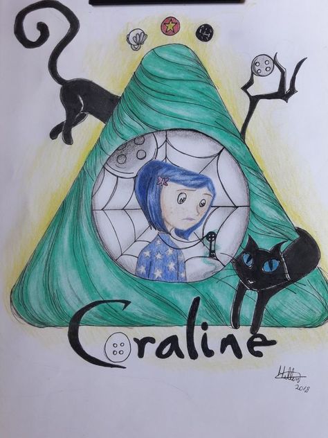 Coraline Drawing, Coraline Cat, Tim Burton Drawings, Coraline Tattoo, Coraline Art, Coraline Aesthetic, Coraline Jones, Tim Burton Art, Simple Canvas Paintings