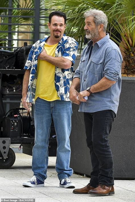 Professionals: Mel was spotted with fellow cast member Kevin Dillon, 55, as the pair began... Kevin Dillon, Mel Gibson, Cast Member, Upcoming Films, Silver Fox, The Line, Gibson, Fox, Men Casual