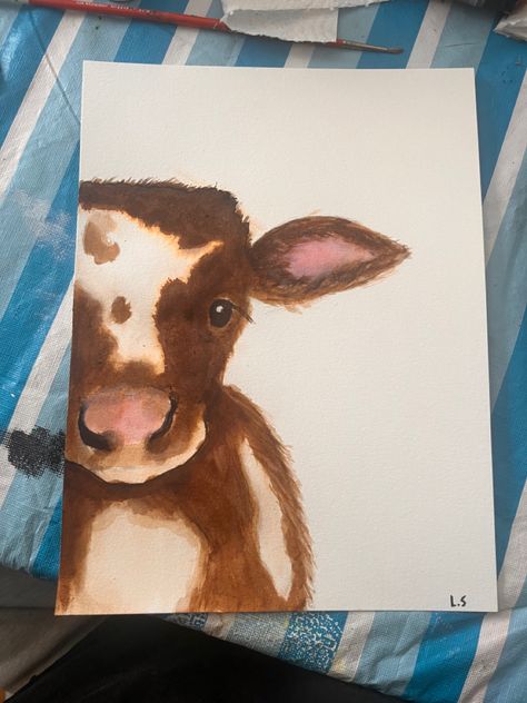 Cow Oil Pastel, Fluffy Cow Painting, Cow Drawing Easy, Cow Paintings, Fluffy Cow, Cow Drawing, Fluffy Cows, Diy Things, Cow Painting