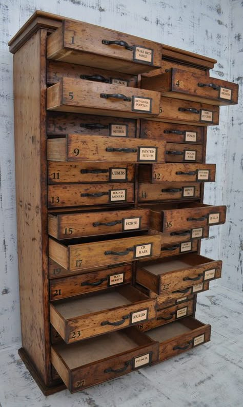 Tall Multi Drawer Pine Chest C1900 - Antiques Atlas                                                                                                                                                                                 More White Furniture Living Room, Pine Chests, Vintage Drawers, Vintage Cabinet, Minecraft Furniture, Card Catalog, Vintage Storage, Drawer Unit, Antiques For Sale