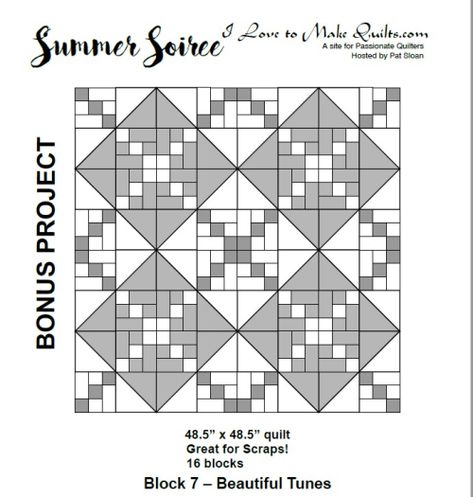 Summer Soiree Quilt Pattern, Pat Sloan Quilts Free Pattern, Quick Quilts, 9 Patch Quilt, Two Color Quilts, Rose Quilt, Design Boards, Scrap Quilt Patterns, Scrap Quilt