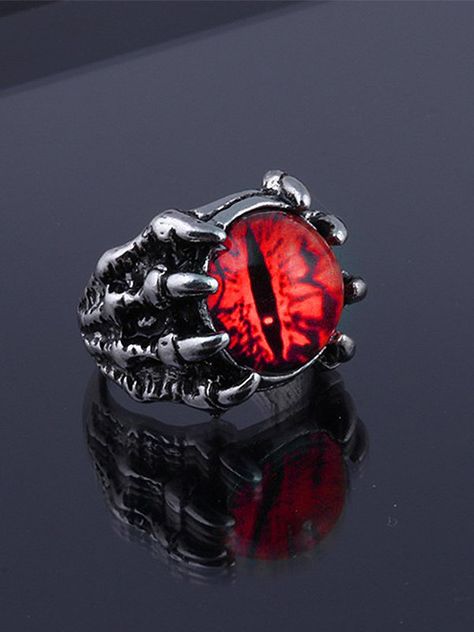 Punk Fashion Devil Eye Ring Evil Eye Rings, Eye Rings, Man Bars, Monster Eyes, Red Ring, Devil Eye, Claw Ring, Woman Personality, Fashion Creative