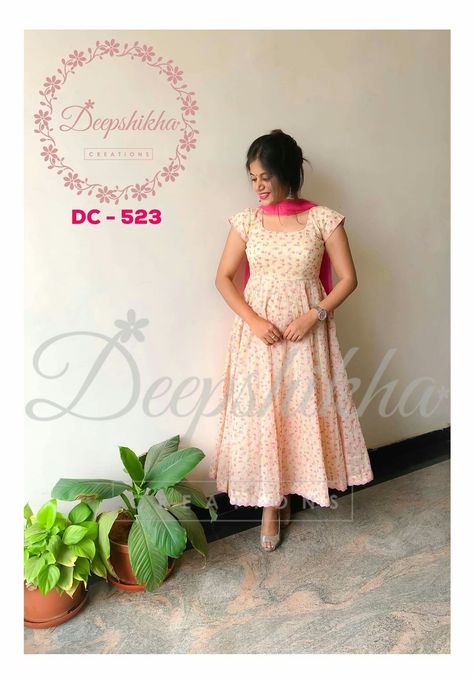 Deepshika Creations Anarkali, Deepshikha Creations, Party Wear Maxi Dresses, Kalamkari Dresses, Simple Frock Design, Designer Anarkali Dresses, Long Gown Design, Anarkali Dress Pattern, Dress With Floral Print