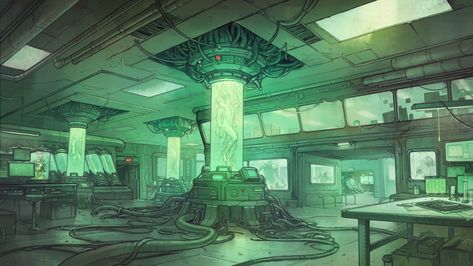 ArtStation - Andromeda Six Episode 5 - Orion Laboratory, Rebecca Hu Sci Fi Laboratory Concept Art, Scifi Lab, Sci Fi Laboratory, Mad Scientist Lab, Laboratory Design, Labs Art, Cyberpunk City, Scene Design, Background Art