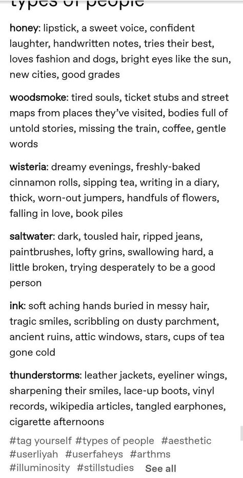 Different Aethstetic List, Types Of Vibes List, Types Of Aethstetic List, Outfit Descriptions Writing, Words To Use In Writing, Word Quotes Aesthetic, One Word Quotes Aesthetic, List Of Aesthetics Types, Types Of People Aesthetic