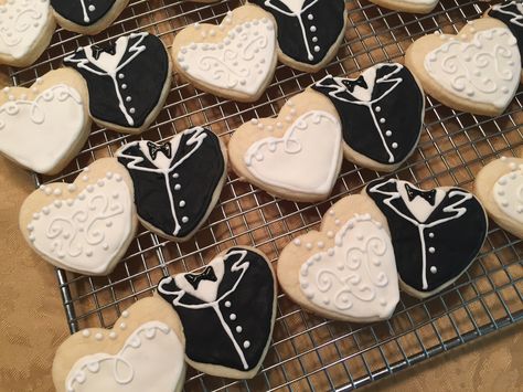 Double Heart Sugar Cookies, Double Heart Cookies, Heart Wedding Cookies, Bachelor Party Cookies, Cookies For Wedding, Groom Cookies, Heart Cookies Decorated, Frosting Cookies, Dan Henderson