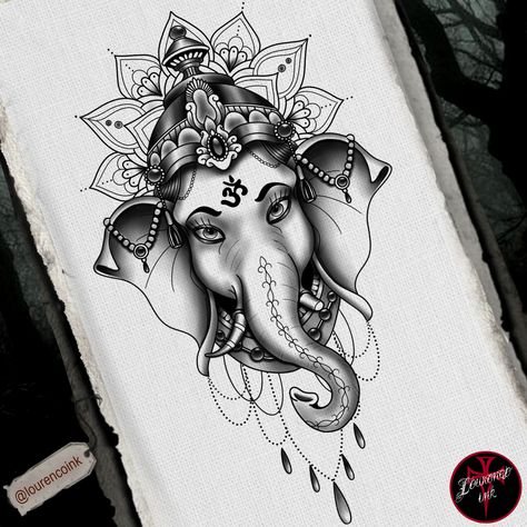 Ganesha Tattoo Sleeve, Animal Tattoos For Women, Ganesh Tattoo, Cherub Tattoo, Buddha Tattoo Design, Family Tattoo Designs, Buddha Tattoos, Ganesha Tattoo, Shiva Tattoo Design