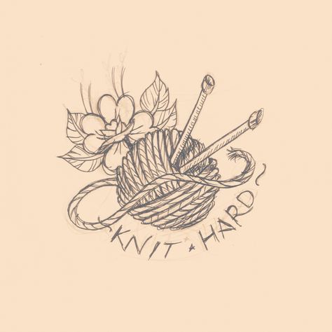 Knitting is life! Old school tattoo flash..  Www.facebook.com/lhptattoo Knitter Tattoo, Knitting Needle Tattoo, Knitted Tattoo, Knit Tattoo Ideas, Knitting Needle Tattoo Ideas, Knitting Needles Tattoo, Knitting Tattoo Ideas, Crocheting Tattoos, Lotus Tattoo Wrist