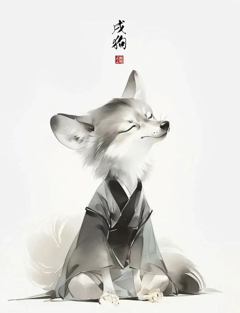 Cute Monsters Drawings, Chinese Dog, Spirit Animal Art, Meditation Art, Spirited Art, Zodiac Art, Fox Art, Weird Creatures, Arte Fantasy