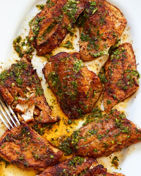 Blackened Snapper with Lemon, Garlic & Herb Butter (Whole30, Paleo) | PrimalGourmet Snapper Filet Recipes, Blackened Snapper, Snapper Fillet Recipes, Snapper Recipes Baked, Primal Gourmet, Baked Snapper, Filet Recipes, Red Snapper Recipes, Snapper Recipes