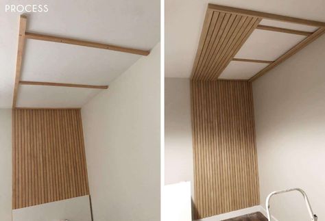 12 DIY Decor Projects That'll Make You Want to Cancel All Your Plans Wood Slat Ceiling, Wall Paneling Diy, Wood Slat Wall, Bedroom Decor For Couples, Hallway Ideas Entrance Interior Design, Hallway Ideas Colour, Small Hallways, Hallway Ideas Entrance, Hallway Ideas Entrance Narrow