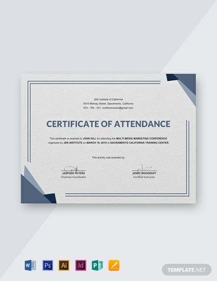 Conference Participation Certificate Template (16) - TEMPLATES EXAMPLE | TEMPLATES EXAMPLE Certificate Of Attendance Template, Attendance Template, Perfect Attendance Certificate, Attendance Certificate, Certificate Of Participation Template, Blank Certificate Template, John Hill, Graduation Certificate, Perfect Attendance