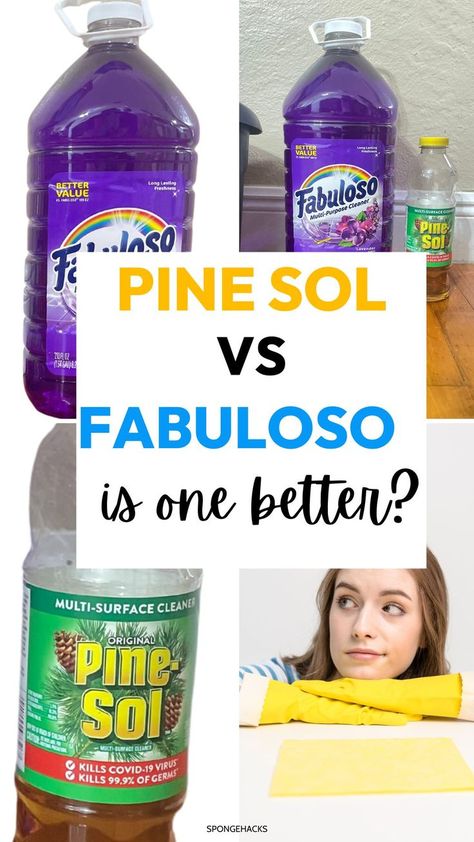 We all know that one cleaning product reigns supreme when it comes to floor-cleaning awesomeness, right? Well, Pine Sol or Fabuloso…which one cleans floors better? Cast your vote and find out! (Hint: we’re pretty sure the answer will surprise you). Sponge Hacks, Pine Sol Cleaning, Fabuloso Cleaner, Pine Sol, Floor Cleaners, Household Cleaning Products, Floor Cleaning Solution, Deep Cleaning House, Clean Couch