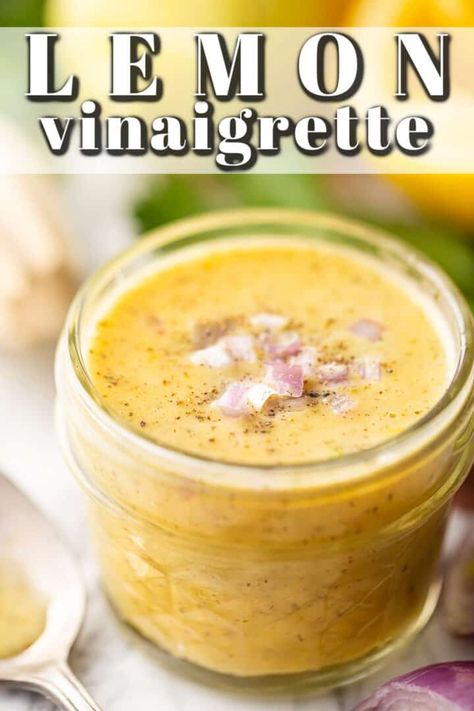 Lemon Vinaigrette: So bright & sunny! -Baking a Moment Best Lemon Vinaigrette Dressing Recipe, Lemon Mustard Vinaigrette, Lemon Vinaigrette Dressing Recipe, Lemon Vinagrette, Minimal Pantry, Healthy Vinaigrette, Dressing Vinaigrette, Vinaigrette Recipes Easy, Lemon Vinaigrette Dressing