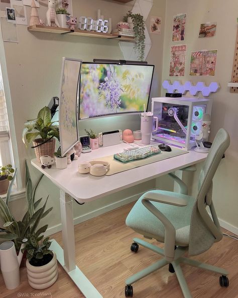 🌿 This is the most comfortable chair I’ve own to date. I’m so obsessed with the color also. 🌿 Thank you @branchfurniture for gifting me t… | Instagram Most Comfortable Chair, Games Room Inspiration, Cozy Desk, Study Desk Decor, Cool Dorm Rooms, Gamer Room Decor, Desk Inspiration, Bedroom Setup, Office Room Decor