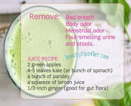 Beautylicious. Vag Health, Body Odor Remedies, Odor Remedies, Jus Detox, Bad Breath Remedy, Body Odor, Detox Cleanse, Green Juice, Detox Smoothie