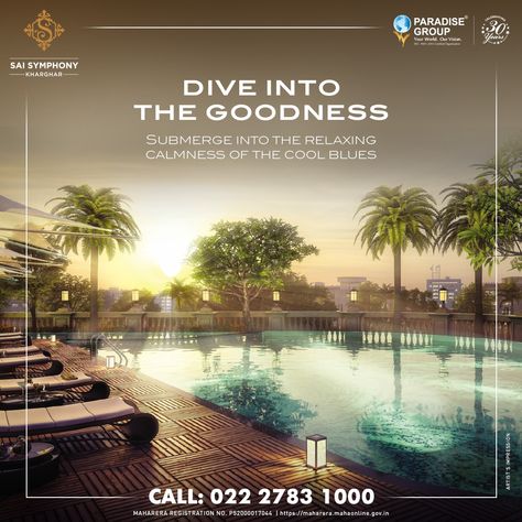 Resort Poster Design Graphics, Premium Real Estate Ads, Resort Creative Ads, Resort Poster Design, Hotel Creative Ads, Hotel Marketing Design, Swimming Pool Images, Luxury Advertising, Hotel Ads