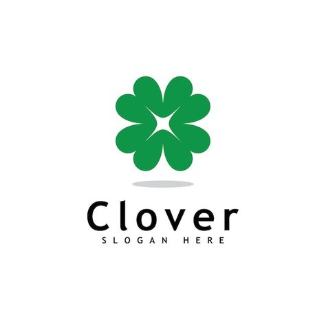 Vector clover leaf logo template design | Premium Vector #Freepik #vector #clover-logo #clover #lucky-clover #shamrock Clover Logo Design, Four Leaf Clover Logo, Lucky Logo, Healing Symbol, Herb Logo, Clover Logo, Healing Symbols, 7 Logo, Clover Design