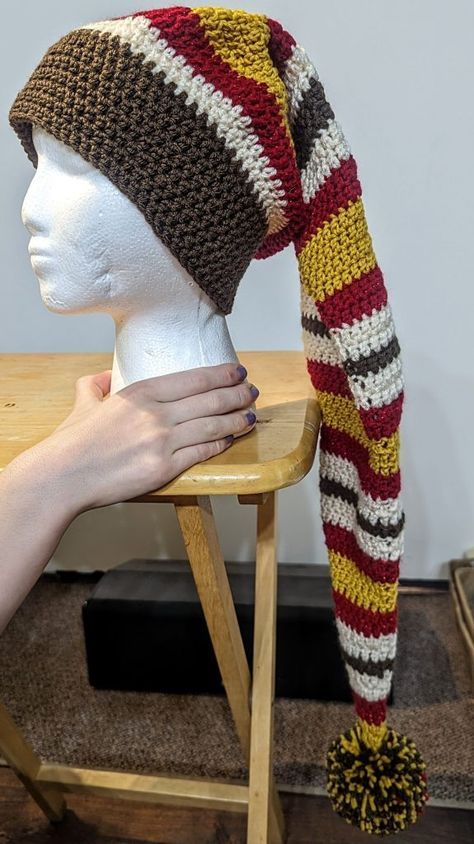 Crochet Scarf Hat Combo Free Pattern, Crochet Stocking Cap Free Pattern, Crochet Elf Hat Pattern, Museum Movie, Hat With Tassels, Crochet Hooded Scarf Pattern, Christmas Story House, Crochet Elf Hat, Diy Fall Ideas