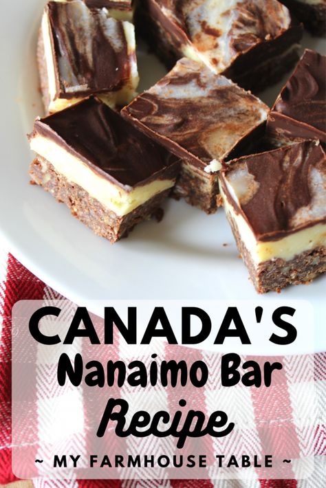 Nainamo Bars Recipe Easy, Ninimomo Bars Recipe, Nanimono Bars, Nanaimo Bar, Nanaimo Bar Recipe, Canadian Recipes, Bar Desserts, Nanaimo Bars, Canada Eh