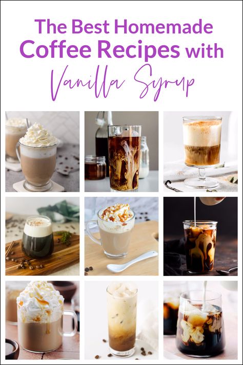 These homemade coffee recipes with vanilla syrup allow you to be your own barista. Homemade coffees are a fraction of the cost of those big chain coffee spots. With just a few simple ingredients you can make your own cold brew coffee with a subtle vanilla flavor right in your own home. Vanilla Syrup Coffee Recipes, Coffee With Vanilla Syrup, Coffee With Syrup Recipes, Homemade Coffee Recipes, Best Homemade Coffee, Speciality Coffee Recipes, French Vanilla Syrup, Chocolate Drink Recipes, Homemade Coffee Syrup