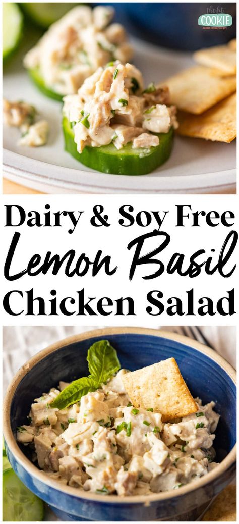 Lemon Basil Chicken Salad, Gluten Free Dairy Free Appetizers, Basil Chicken Salad, Salad Low Carb, Lemon Basil Chicken, Dairy Free Appetizers, Dairy Free Salads, Chicken Salad Sandwich Recipe, Paleo Appetizers