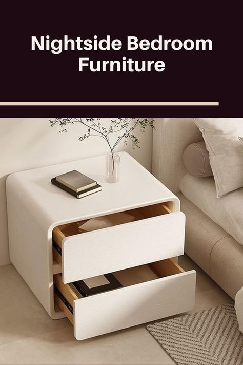 The bedside table with two drawers is modern, available in other finishes but what I like most is the curves, no pointy edges plus it’s water and scratch resistant. Night Tables Ideas, Black Bedroom Furniture Set, Diy Night Stand, Modern Night Stand, Side Table Bedroom, Chic Nightstand, Night Tables, Drawer Side Table, Dressing Room Decor