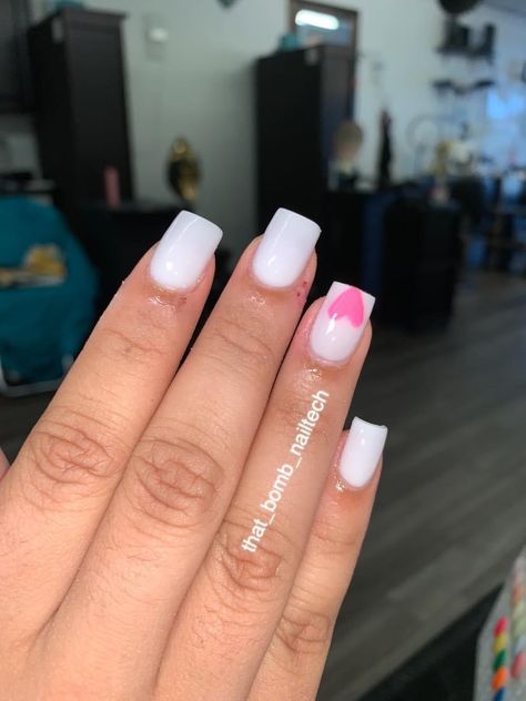 White Square Acrylic Nails With Design, Kids Nail Designs, Blue Gel Nails, Pink Gel Nails, Graduation Nails, Short Square Nails, Acrylic Toe Nails, White Acrylic Nails, Work Nails