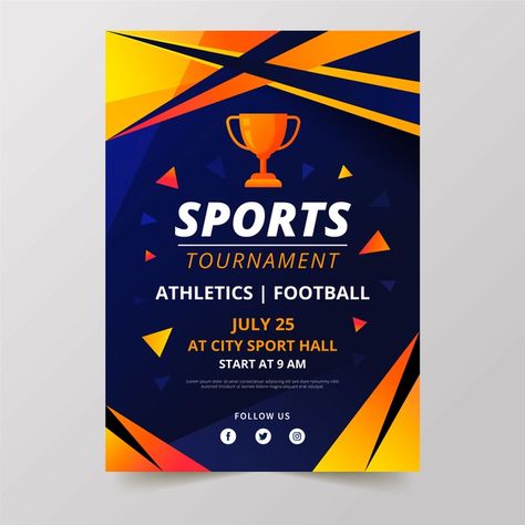 Sport poster design tournament Free Vect... | Free Vector #Freepik #freevector #flyer Sports Announcement Poster, Sport Tournament Poster, Sports Tournament Poster, Winner Poster Design Ideas, Program Poster Design, Sport Day Poster, Sports Day Flyer, Football Tournament Poster Design, Winners Poster Design